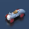 Silver Toy Racing Car With Red Wheels Brown Seat And Mercedes Benz Logo Number 1