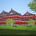 Traditional Chinese Architecture With Flying Eaves Red Pillars And Ornate Wooden Windows