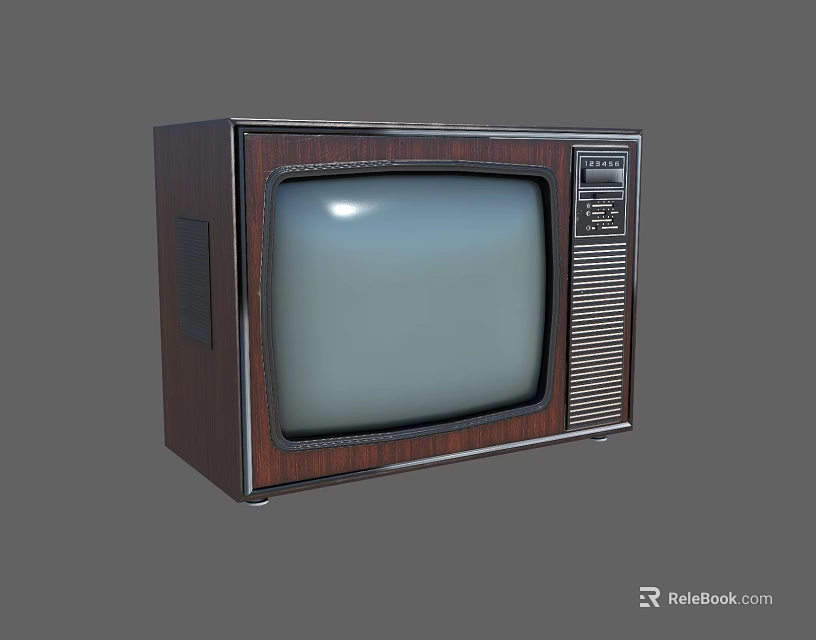 Vintage Retro Style Television with Wooden Case and Classic CRT Screen Design 3d model 