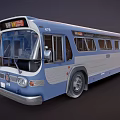 Classic Blue and White Vintage Bus with Number 473 and Front Display Screen