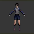 Game Movie 3D Character With Short Hair Hat Blue Jacket Purple Vest Shorts Purple Boots