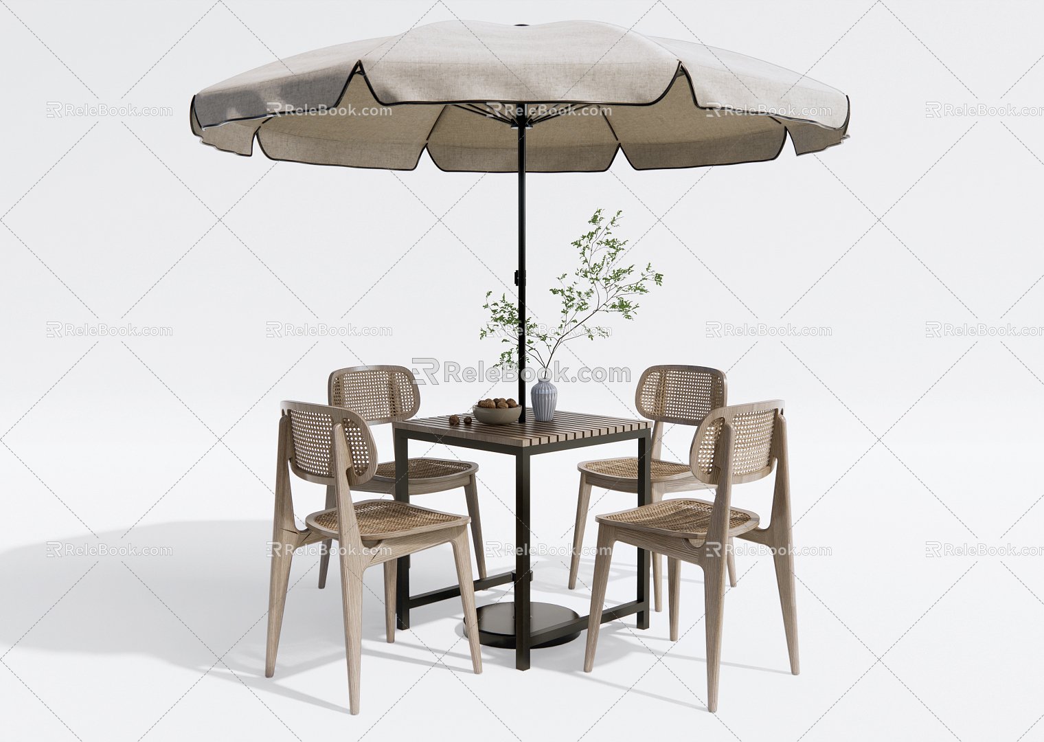 Quiet outdoor tables and chairs 3d model