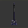 Blue And White Telescopic Mechanical Device With Wheel Base And Metal Structure
