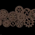 Vintage Wooden Gears Mechanical Design With Interlocking Wooden Teeth And Crafted Details