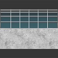 Furniture Piece With Gray Concrete Base And Arched Transparent Glass Top