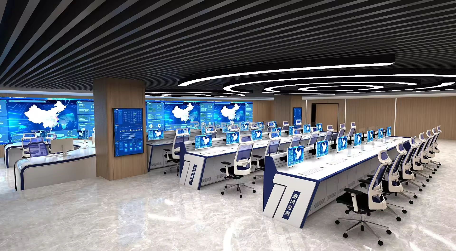 Modern Monitoring Room Science and Technology Command Center 3d model
