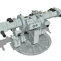 Industrial Equipment Mechanical Structure With Cylindrical Components Rotary Platform And Control Wheels