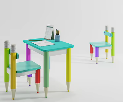Modern Children's Tables and Chairs 3d model