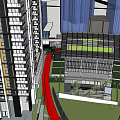 Aerial View Of Modern Urban Architecture With High Rise Buildings And Green Space