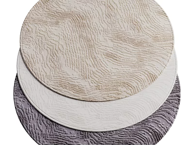 Stacked Round Rugs In Beige Light Gray And Dark Gray Textured Design 3d model
