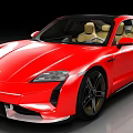 Red Sports Car With Sleek Design Black Roof Yellow Seats And Large Wheels
