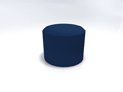 Navy Blue Round Sofa Stool With Upholstered Fabric And Simple Modern Design 3d model