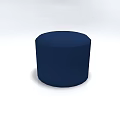 Navy Blue Round Sofa Stool With Upholstered Fabric And Simple Modern Design