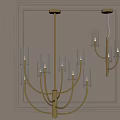 Elegant Modern Chandelier With Golden Metal Frame And Clear Glass Cylinder Shades