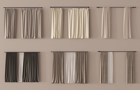 Modern Curtain Fabric Curtain Pleated Curtain Gauze Curtain 3d model