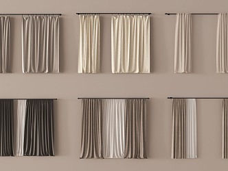 Modern Curtain Fabric Curtain Pleated Curtain Gauze Curtain 3d model