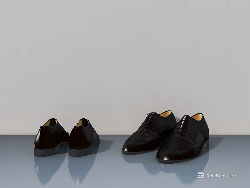 Sleek Black Leather Shoes For Men With Classic Design And Comfortable Fit 3d model 