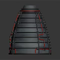 Conical Industrial Mechanical Structure With Black Shell And Red Pipeline Details
