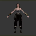 Pink Haired Female Character With Tattoos And Mythical Creature In Fantasy Outfit