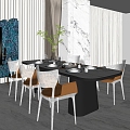 Modern Home Restaurant Light Luxury Restaurant No Main Lamp Restaurant Acrylic Dining Chair Glass Dining Chair Italian Family Restaurant 3d model