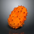 Fresh Orange Spiky Kiwano Fruit With Bumpy Surface On Dark Background