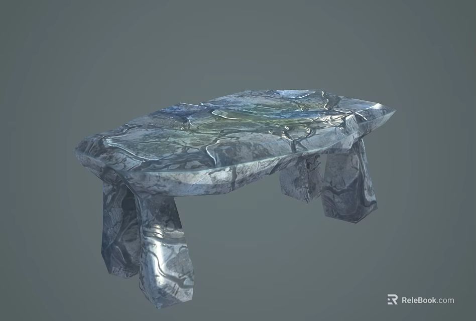 Natural Stone Table With Irregular Shape And Rock Texture Surface Design 3d model 