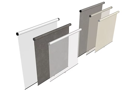 Modern Roller Blinds In Various Colors And Styles For Home Interior Decoration 3d model