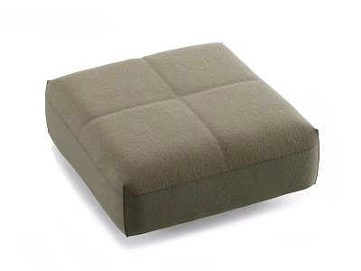 Square Khaki Green Fabric Ottoman With Quilted Stitched Design For Living Room 3d model