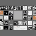 Photo Wall Showcasing Collage of Portrait Architectural Fashion Design Images and Logos