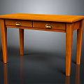 Classic Solid Wood Table With Two Drawers And Brass Handles For Home