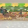 Dinosaur Themed Kids Mall Store Interior With Colorful Play Area Interactive Toys And Dinosaur Models