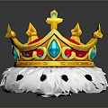Golden Crown With Red Lining Blue Red Gemstones Cross Top Spikes Feather Base Black Accents