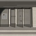 Minimalist Modern Entrance Design With Glass Doors Indoor Plant And Wall Art