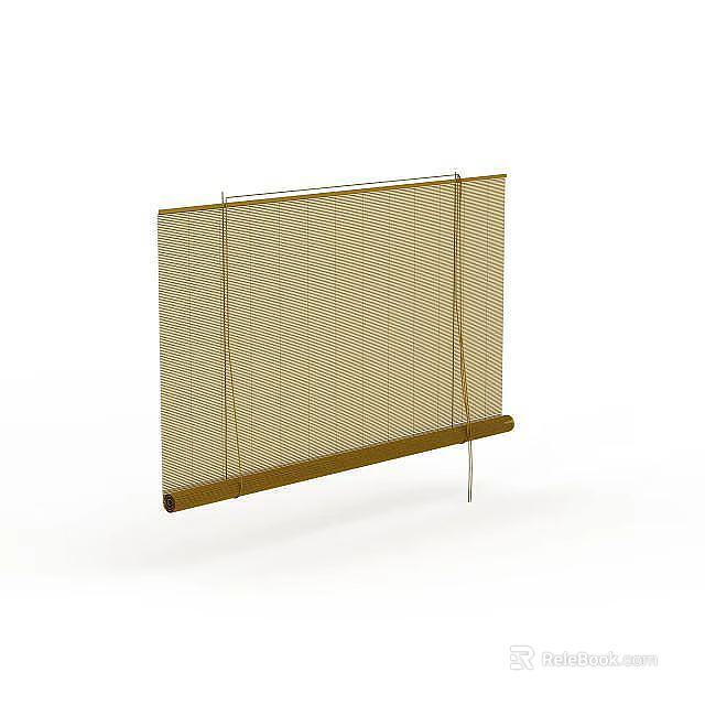 Office Interior With Natural Bamboo Blind For Window Decoration And Use 3d model