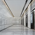 Modern Elevator Hallway Interior With Marble Walls Sleek Floor And Elevator Doors 3d model