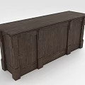 Traditional Dark Wood Dining Table With Storage Cabinets And Panel Design 3d model