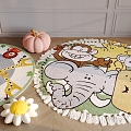 Children's Carpet Cartoon Animal Carpet Game Mat Art Carpet Round Carpet 3d model