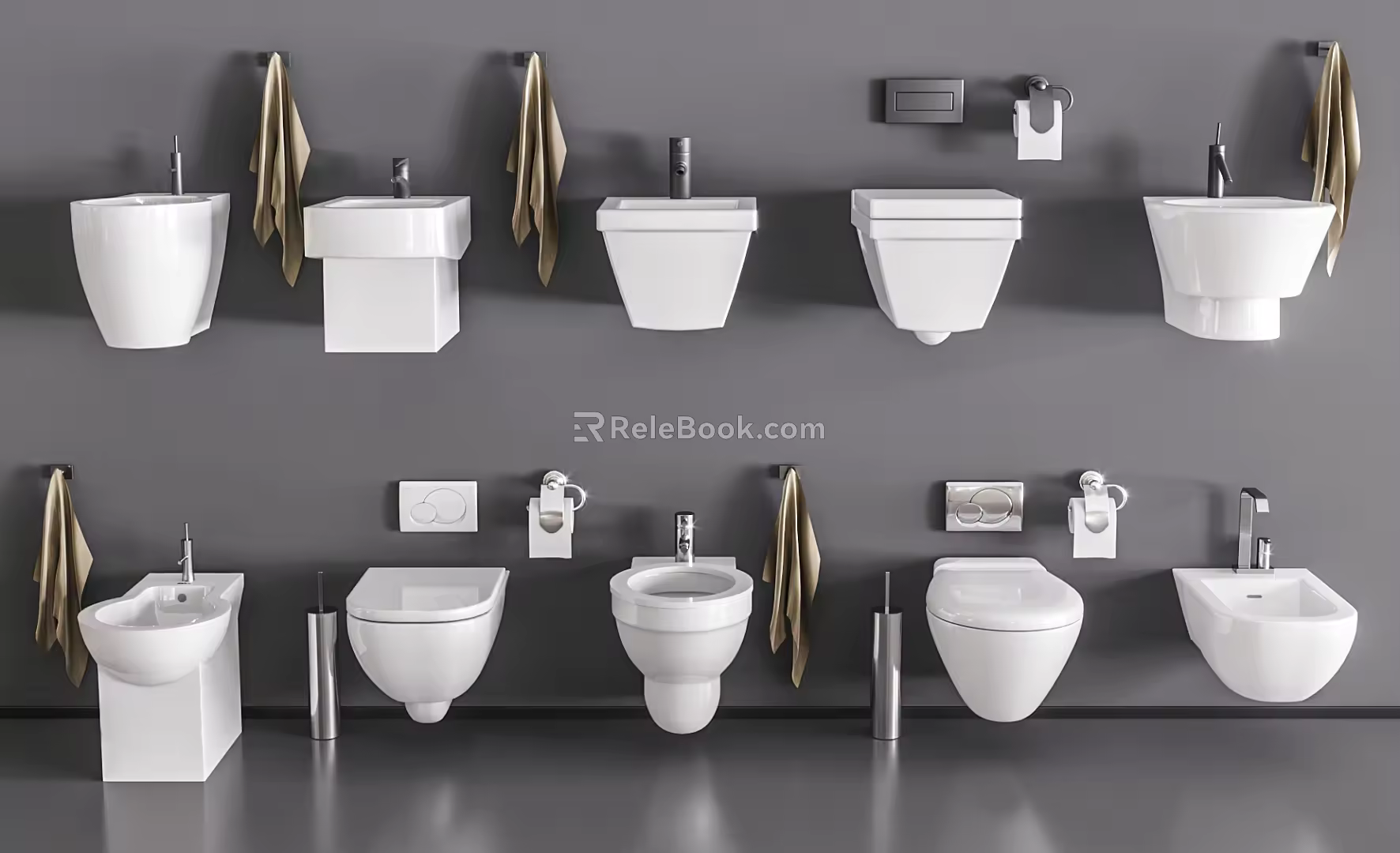 Modern toilet seat mop pool combination 3d model