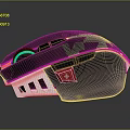 Sleek Black Gaming Mouse With Blue LED Light And Red Function Button Design 3d model