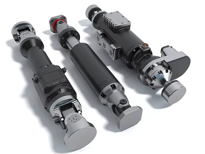Industrial Hydraulic Cylinders With Metal Construction Cylindrical Design And Piston Rods For Machinery 3d model