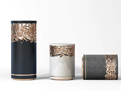 Stylish Outdoor Lights With Decorative Carved Patterns In Black White Gray Designs 3d model
