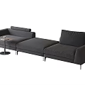 Modern Dark Grey Three Seater Upholstered Sofa with Armrests and Side Table 3d model