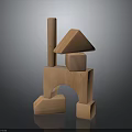 Natural Light Wood Kids Furniture with Geometric Block Shapes and Arch Design