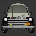 Vintage Gray Black Truck With Open Hood And Wooden Cargo Bed Classic Design