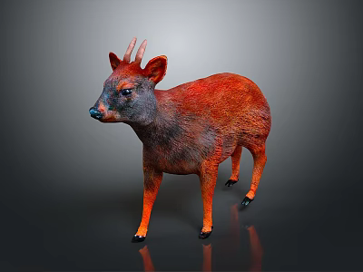 Red And Black Deer Figurine Standing On Smooth Surface With Detailed Features 3d model
