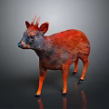 Red And Black Deer Figurine Standing On Smooth Surface With Detailed Features