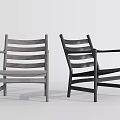 Gray and Black Leisure Chairs With Wooden Frame Striped Backrest And Armrest Design