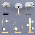 Modern Table Lamps With Horn Shaped And Round Designs Gold Silver Metal Bases