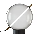 Modern Transparent Spherical Table Lamp With White Light Strip And Black Base 3d model