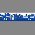 Blue And White Urban Skyline Pattern With Arched Elements And Building Silhouettes 3d model